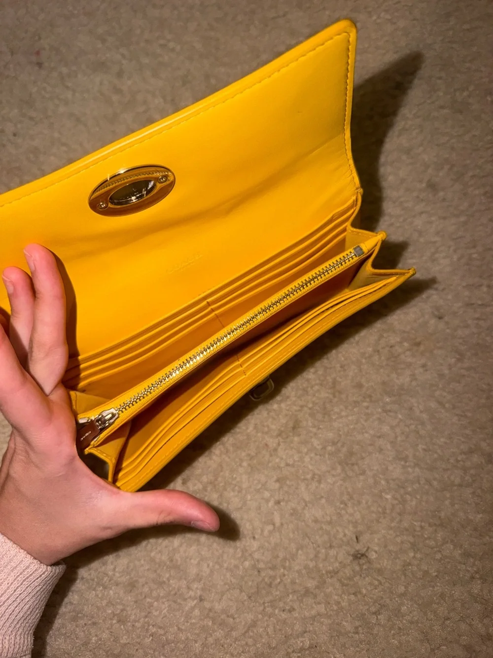 Coach Yellow Turn-Lock Leather Wallet